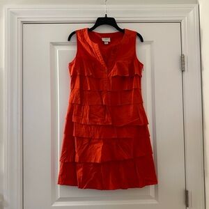 LOFT Bright Red Tiered Sleeveless Dress